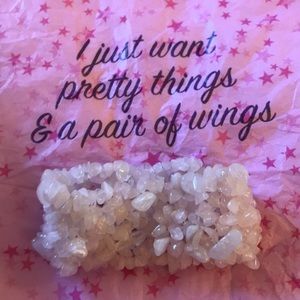 Elastic Real Rose Quartz Cuff Bracelet